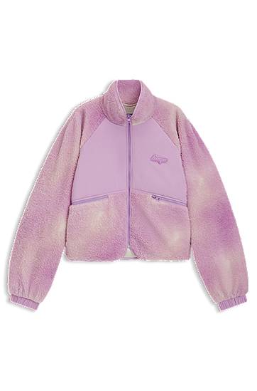 Яке BOSS Cloud-Print Teddy Jacket with Panels Лилаво | 50541233, 0
