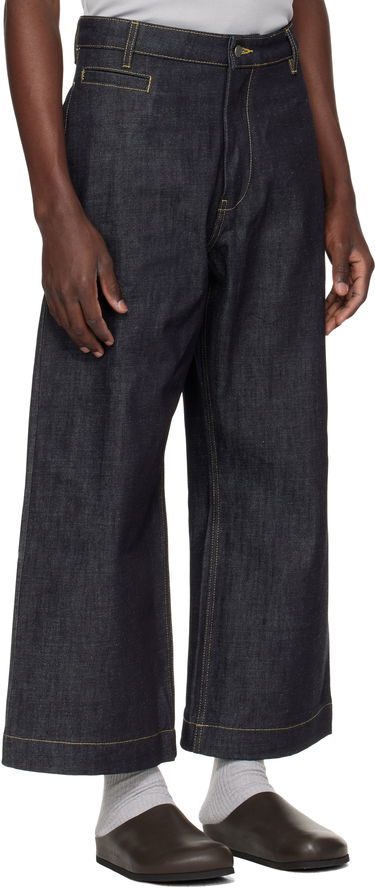 Дънки Studio Nicholson Pyad Wide-Leg Contrast-Stitch Denim Jeans Синьо | PYAD SNM - 1246, 1