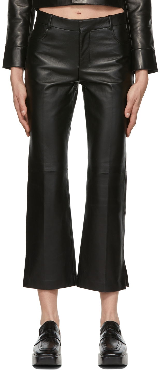 Панталони AMI Cropped Leather Pants Черно | FTR011.519, 0