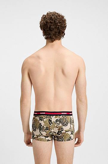 Боксерки BOSS HUGO Three-Pack of Stretch-Cotton Trunks with Logo Waistbands Черно | 50545668, 1