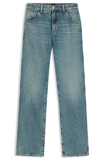Дънки BOSS Straight-leg emerald-cast rigid jeans Синьо | 50548437, 0