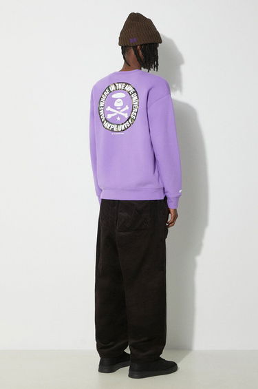Суитчър AAPE by A Bathing Ape AAPE Loose Fit Crewneck Back X-Bone Sweatshirt Лилаво | ASWA324, 2