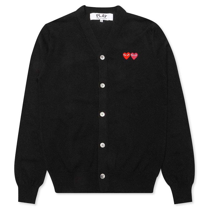 Пуловер Comme des Garçons Play Double Heart Cardigan Черно | AZ-N058-051-1, 1