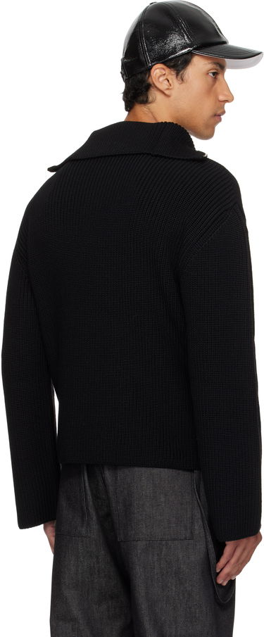 Пуловер Courrèges Courrèges Ribbed Wool Trucker Sweater Черно | 325MPU243FI0036, 2