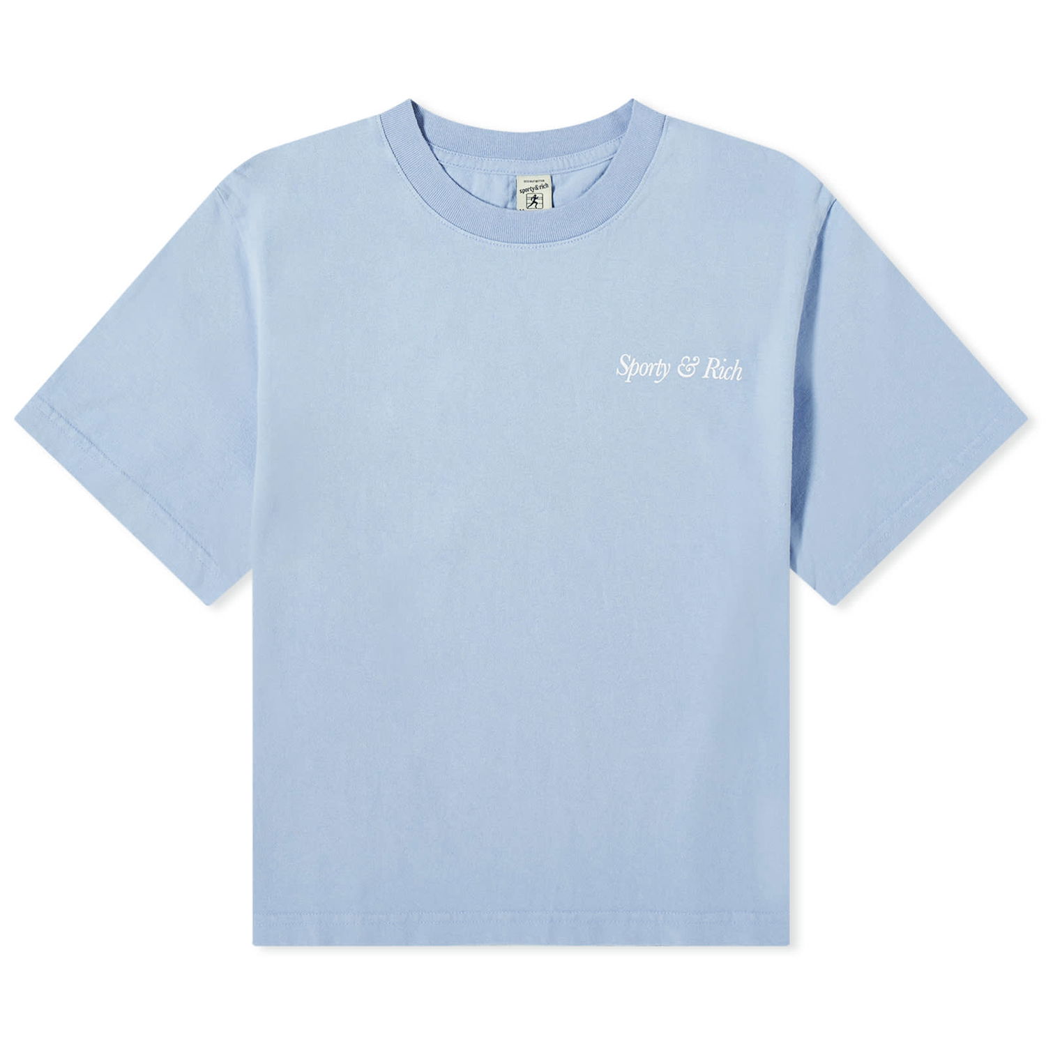Тениска Sporty & Rich Italic Logo Cropped T-Shirt Синьо | TS886PW, 0