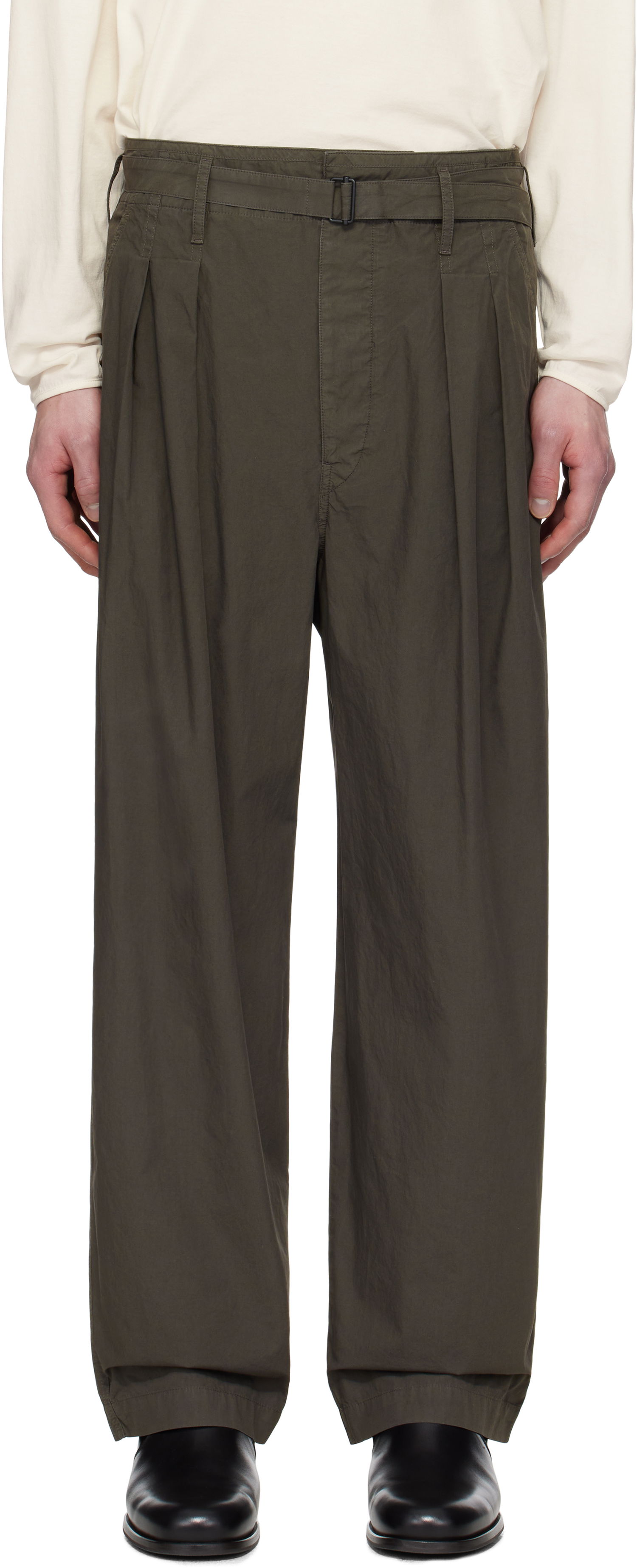Карго панталони LEMAIRE Lemaire Belted Pleated Trousers Зелено | PA1173 LF1356, 0