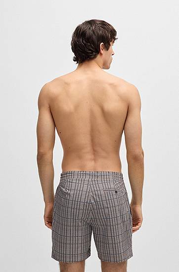 Къси панталони BOSS Micro-Print Swim Shorts Сиво | 50544338, 1