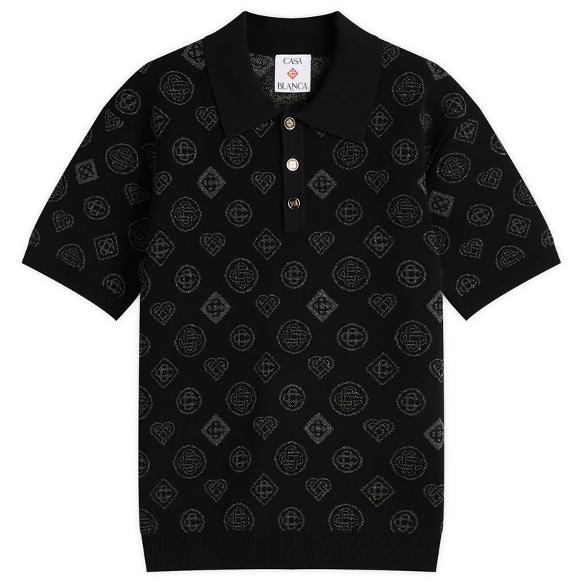 Поло тениска Casablanca Casablanca City Jacquard Polo Черно | M-AW25-KW-1126-01