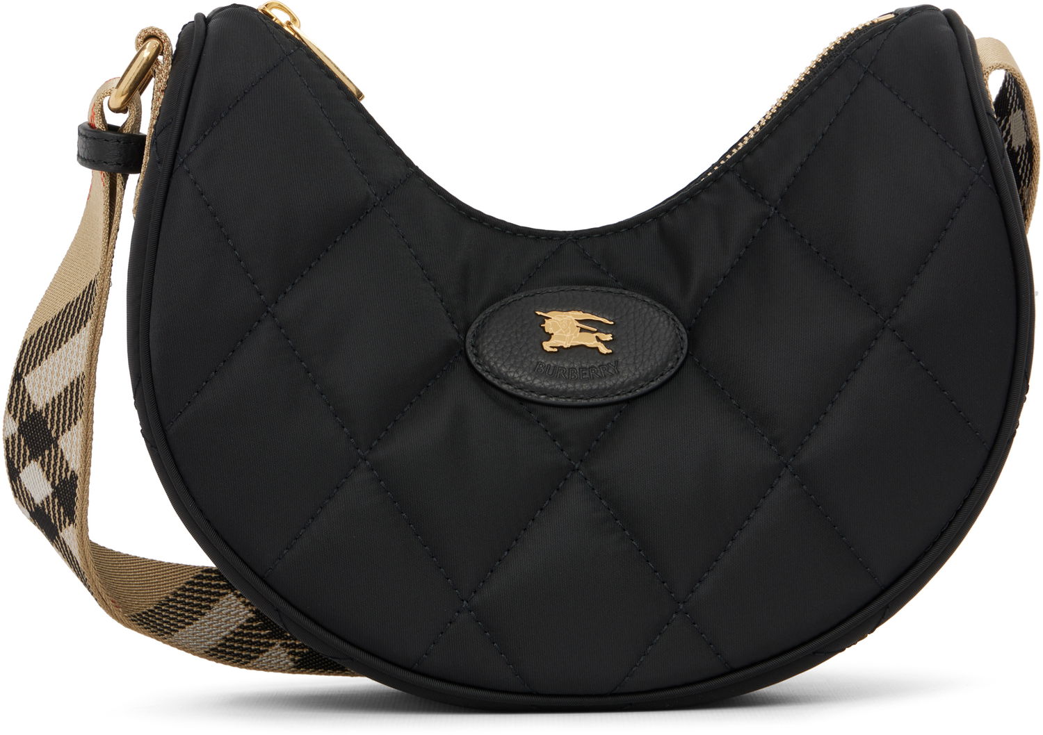 Чанта през рамо Burberry Burberry Quilted Horseshoe Crossbody Bag Черно | 8111928, 0