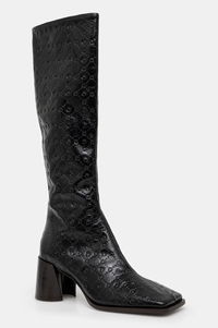 Moonogram Embossed Leather Ms Block High Heel Boots