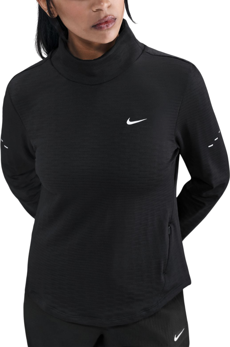 Тениска Nike Long-Sleeve Textured Mock Neck Running Top Swift Черно | hv2969-010, 0