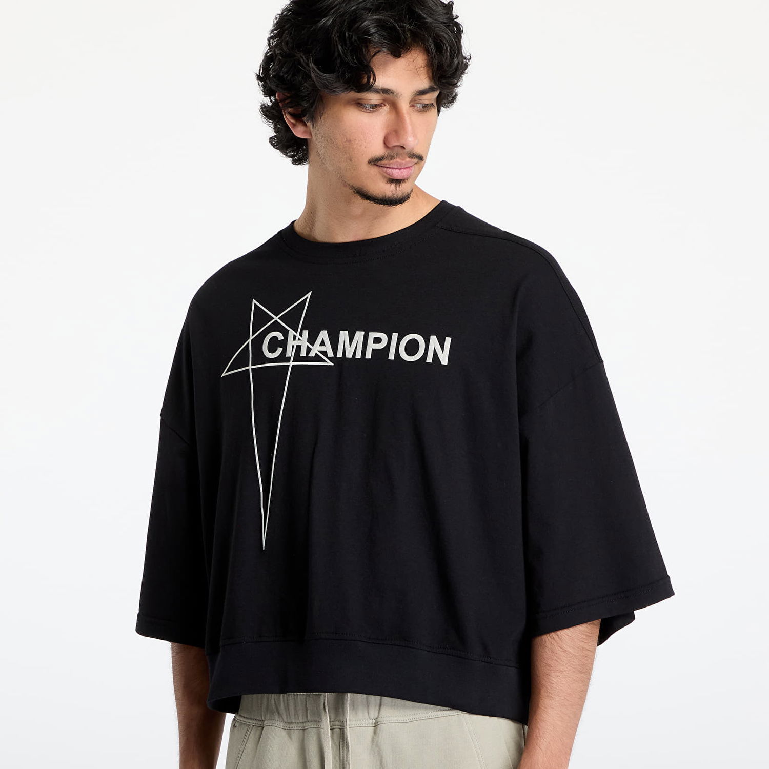 Суитчър Rick Owens Rick Owens DRKSHDW x Champion Tommy Cropped T-Shirt Черно | CM01E1677 CHJG 09, 1