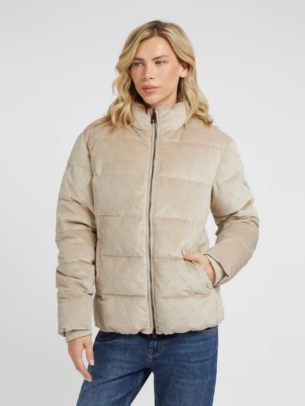 Пухо яке GUESS 4G Logo Velvet Бежово | M3BL30WFP72, 0
