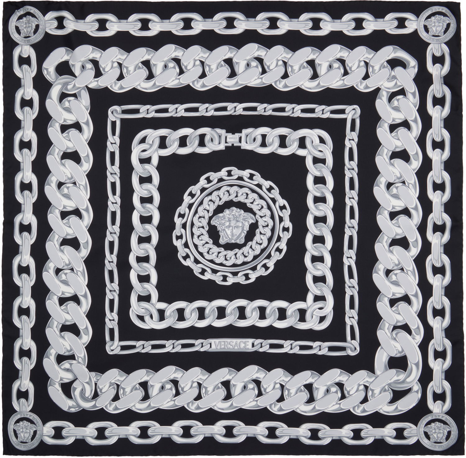 Шал Versace Versace Medusa Chains Large Silk Scarf Черно | 1001600_1A13762, 0