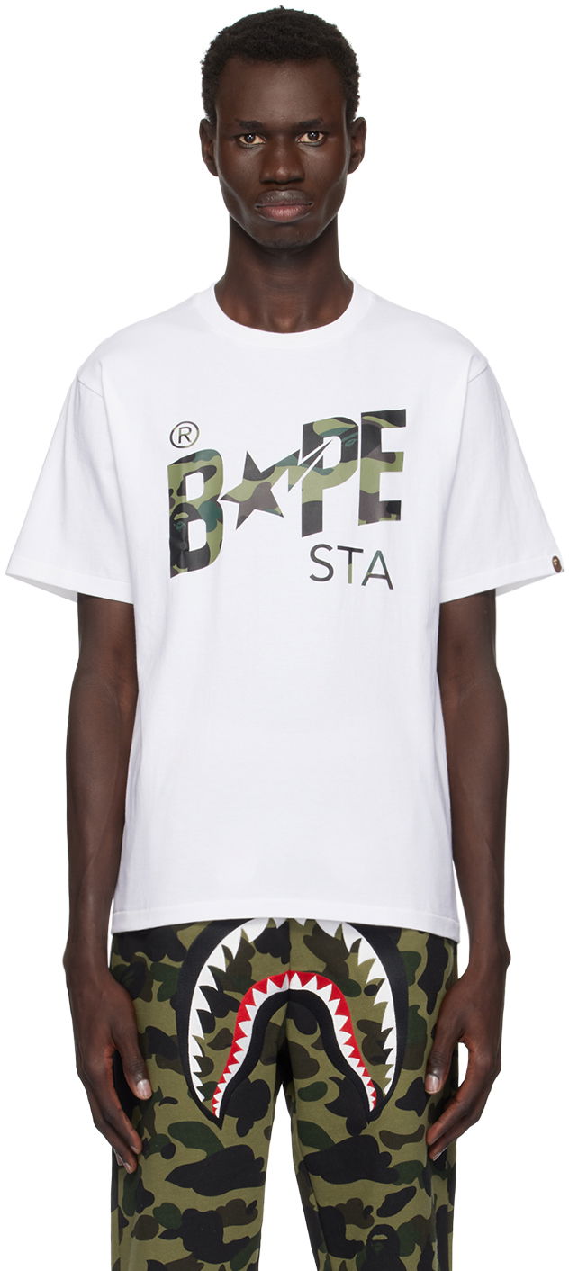 Тениска BAPE 1st Camo Sta Print T-Shirt Бяло | 001TEK801014M