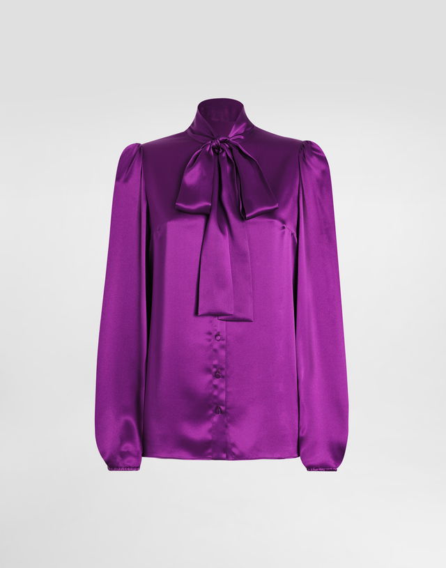 Dolce & Gabbana Satin Pussy-Bow Blouse