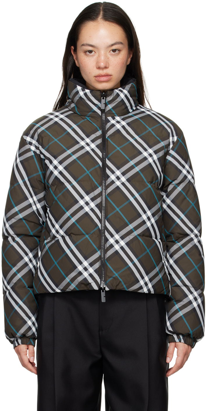 Пухо яке Burberry Khaki Check Reversible Down Puffer Jacket Зелено | 8096131