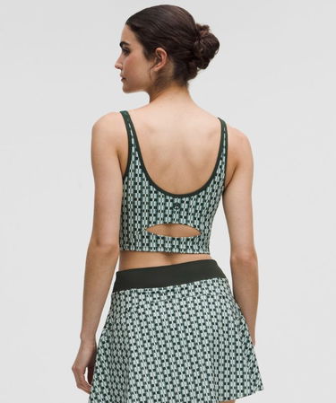 Комплект lululemon Geometric Pattern Cropped Tank Top B/C Cups Medium Support & Tennis Skirt Set Зелено | prod20002043, 2