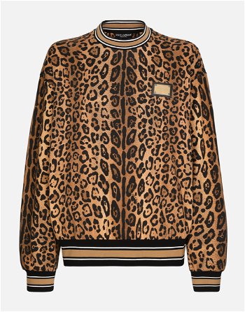 Dolce & Gabbana Round-neck Sweatshirt With Leopard-print Crespo And Tag G9AHSTII7B4HXNBM