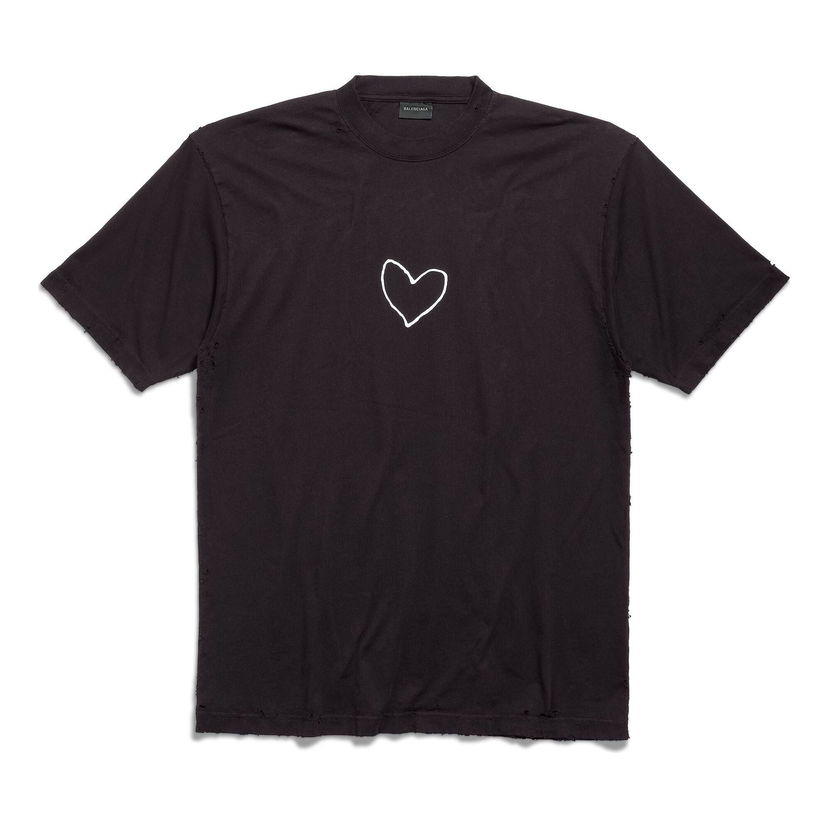 Тениска Balenciaga Lovey T-Shirt Large Fit Черно | 641675TQVV89034