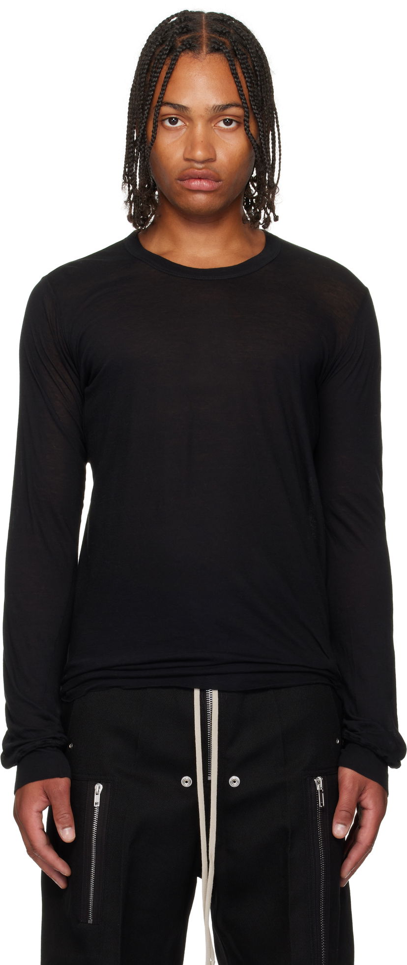 Тениска Rick Owens Rick Owens Concordians Basic Long Sleeve T-Shirt Черно | RU02E1252 UC
