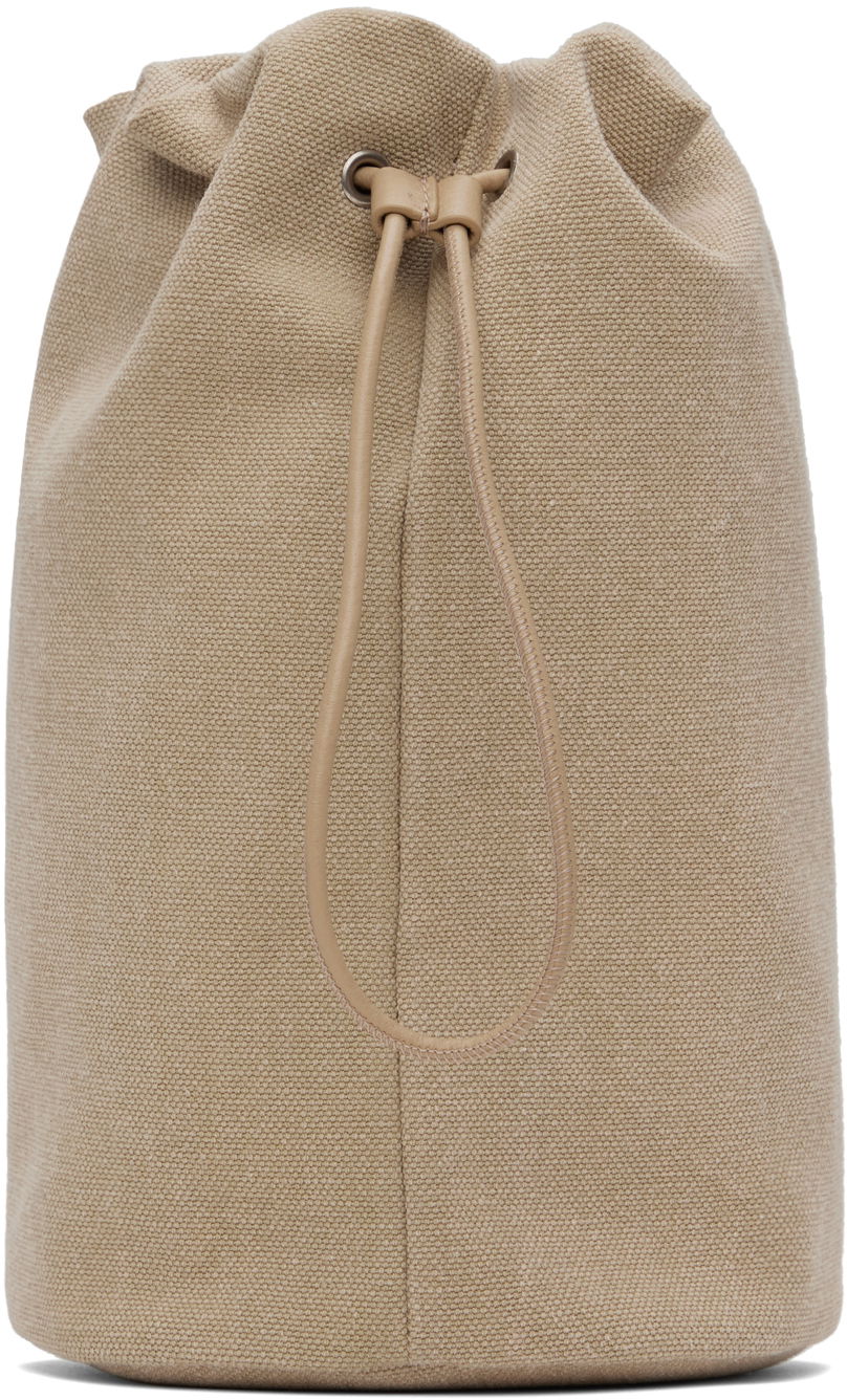 Голяма пазарска чанта The Row Drawstring Canvas Pouch Бежово | W1336-W763