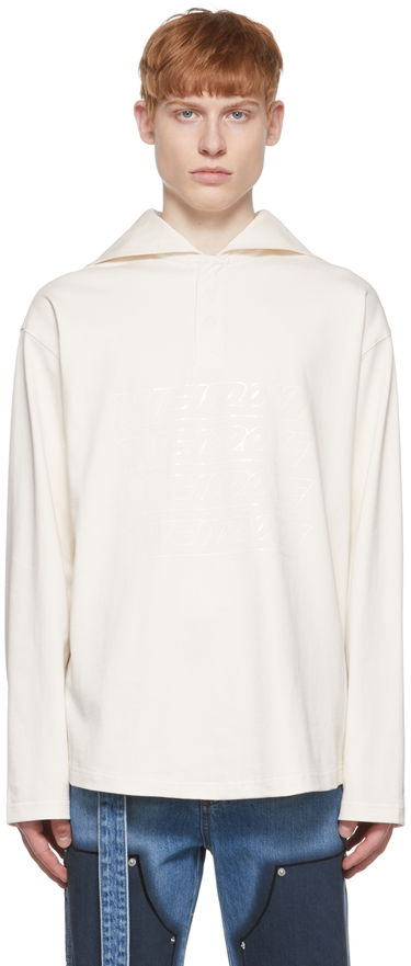 Поло тениска We11done We11done Embroidered Logo Henley Бяло | WD-TT1-22-554-U-IV, 0