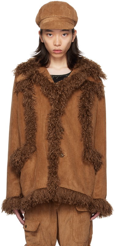 Яке Anna Sui Anna Sui Faux-Fur Trimmed Corduroy Coat Кафяво | M624V30, 0