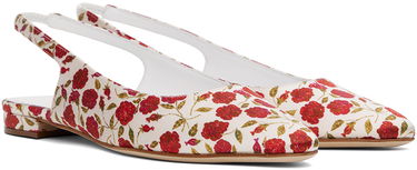 Грижа за обувките Manolo Blahnik Manolo Blahnik Sawra Slingback Ballerina Flats Бяло | 224-1686, 3