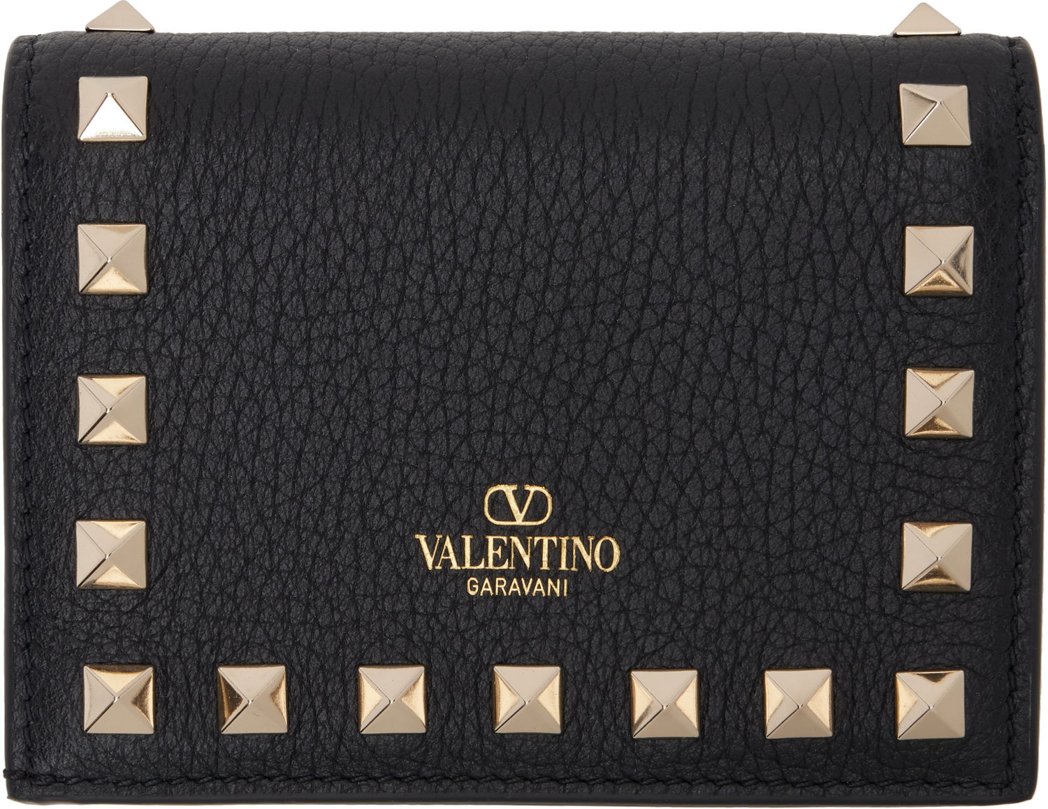Портфейл Valentino Valentino Garavani Rockstud Grainy Calfskin Small Wallet Черно | 6W2P0P39VSH, 1