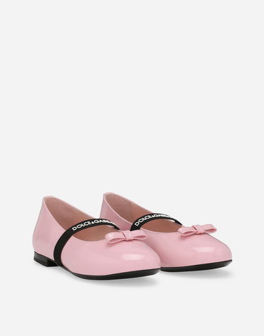 Кецове и обувки Dolce & Gabbana Patent Leather Ballet Flats With Bow Розово | D11294A483180400, 1