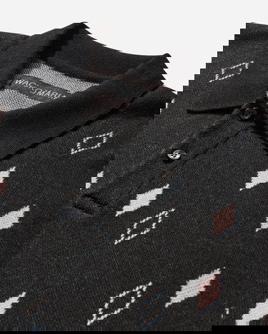 Пуловер WACKO MARIA Diamond Knit Polo Shirt Черно | 25SS-WMK-KN21 BLACK, 3
