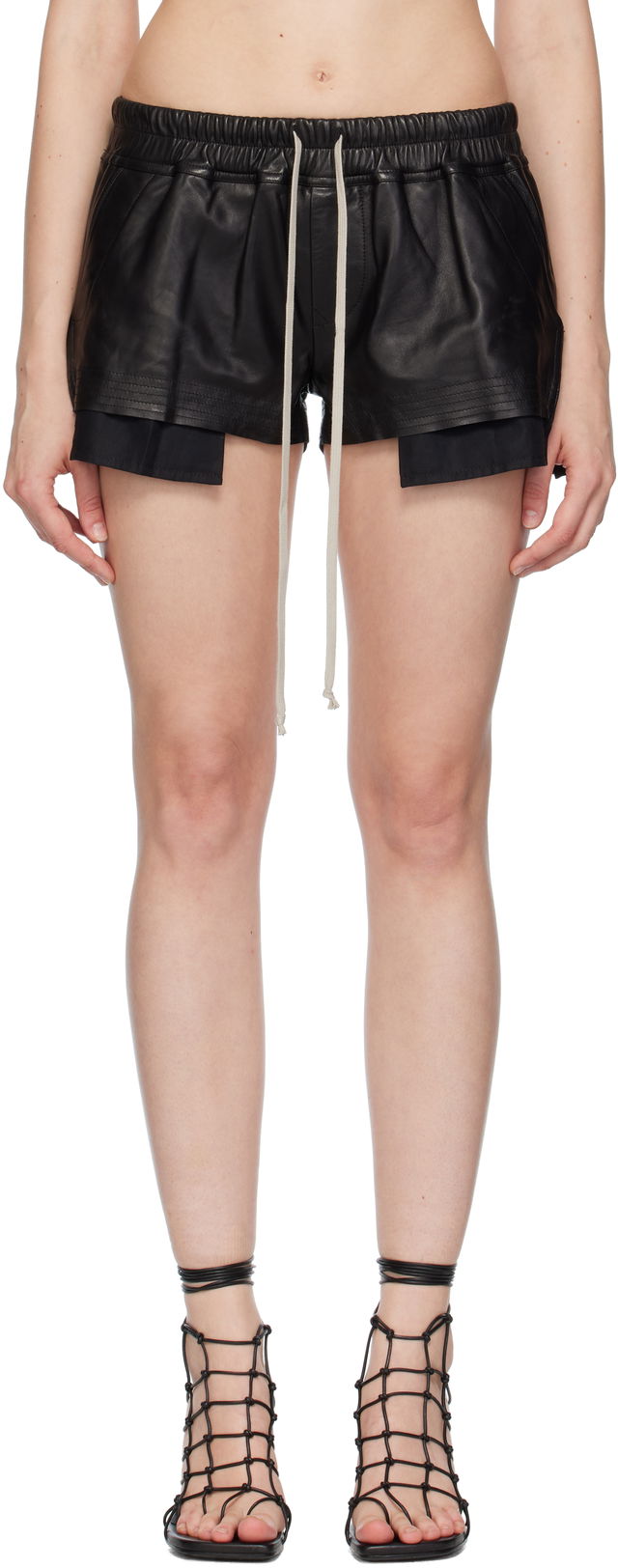 Rick Owens Concordians Fog Boxers Leather Shorts