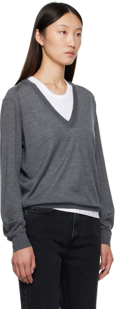 Пуловер Loulou de Saison Loulou de Saison Julio Cashmere V-Neck Sweater Сиво | JULIO, 1