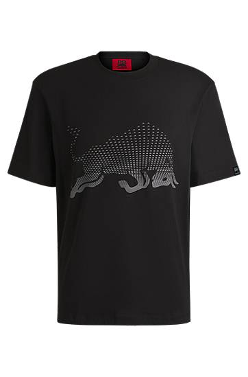 Тениска BOSS HUGO x RB Cotton-Jersey T-Shirt with Degradé Bull Graphic Черно | 50542775, 0