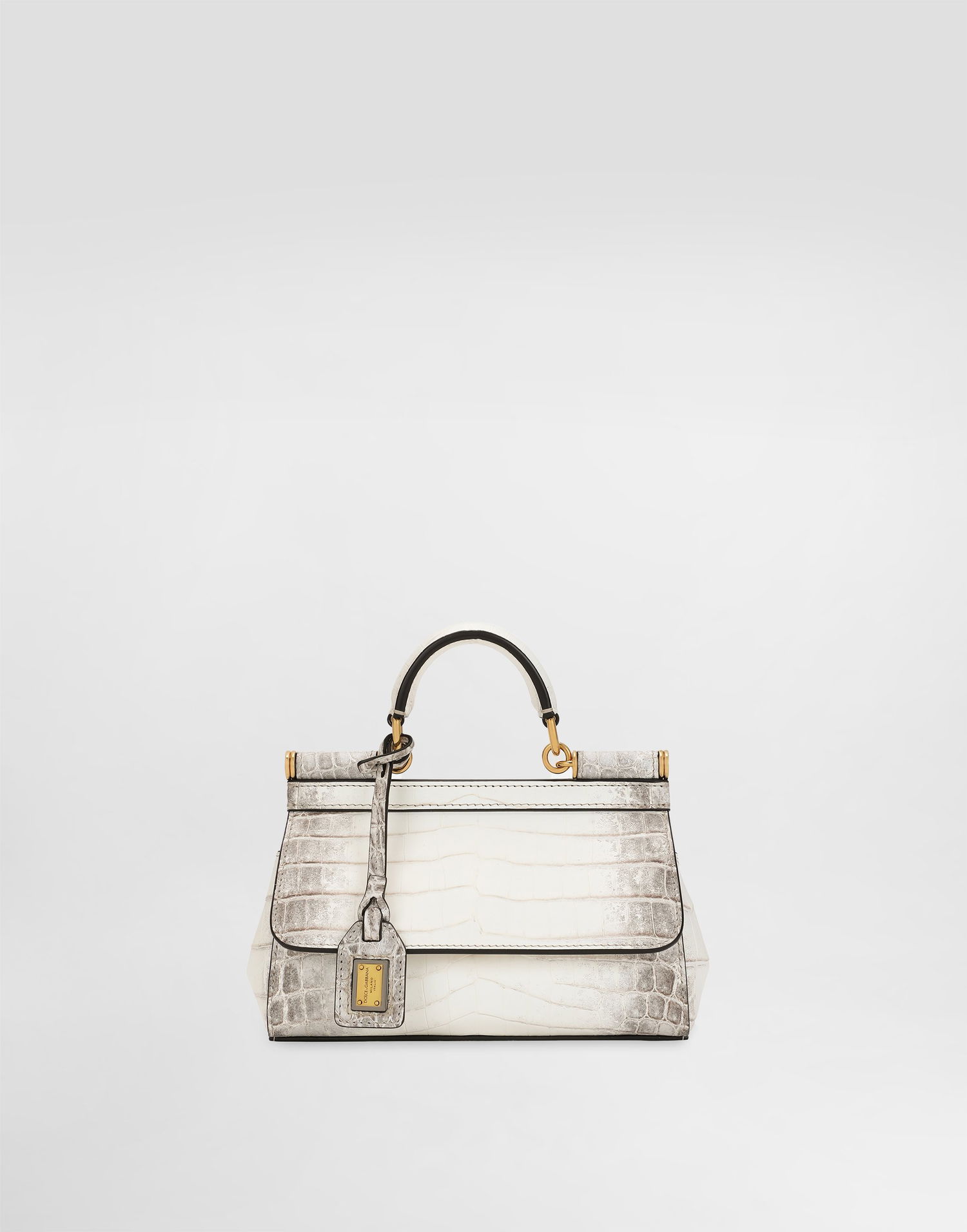 Дамска чанта Dolce & Gabbana Dolce & Gabbana Elongated Sicily Handbag Himalayan Crocodile Leather Бяло | BB7116B2EM180001, 0