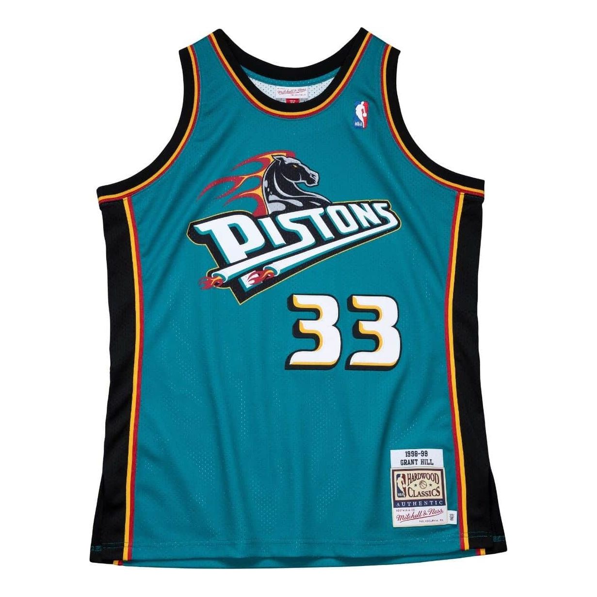Фланелка Mitchell & Ness NBA Detroit Pistons 1998-99 Grant Hill #33 Mitchell & Ness Authentic Jersey Синьо | AJY4GS18083-DPITEAL98GHI, 0