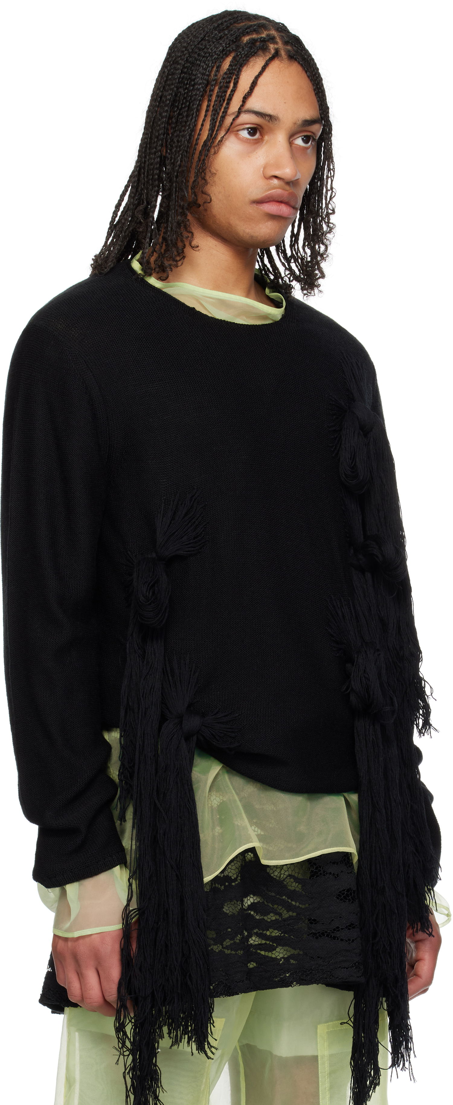Пуловер Comme des Garçons CDG Homme Plus Worsted Wool Knotted Tassel Sweater Черно | PO-N002-051, 1