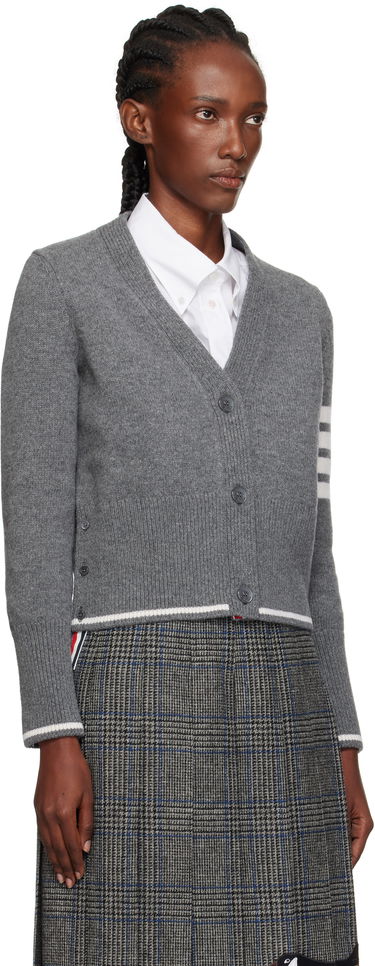 Пуловер Thom Browne Thom Browne Intarsia Geese 4-Bar V-Neck Cardigan Сиво | FKC657A-Y1029, 1