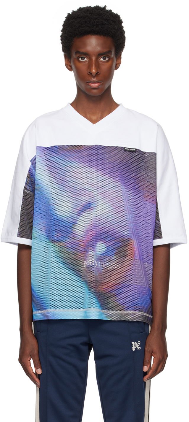 Тениска Palm Angels Multicolor Miami Face Бяло | PMAA079S23JER0018401, 0