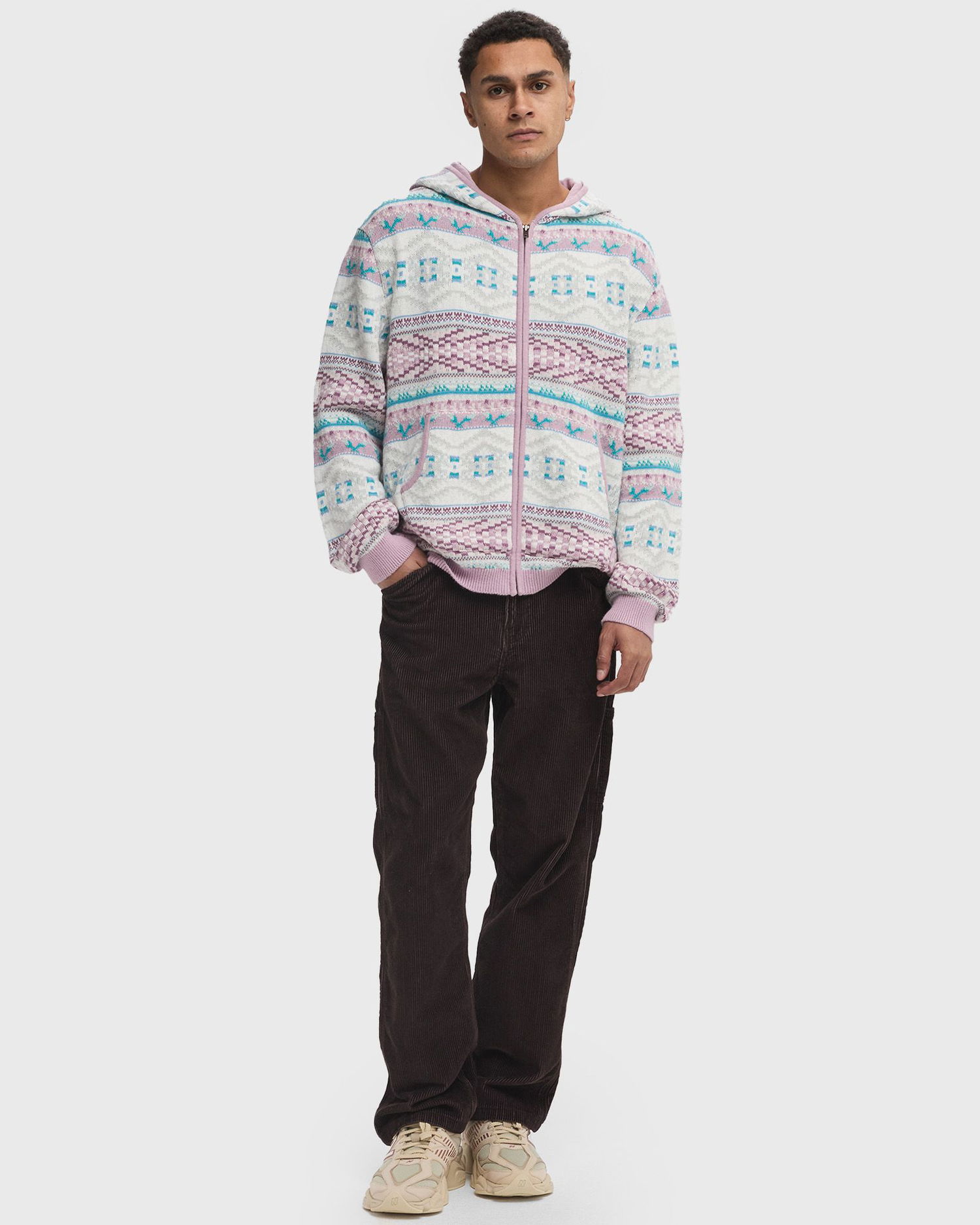 Суитчър thisisneverthat Hooded Zip-Up Sweater Лилаво | TN243KKNZK02PNK, 1