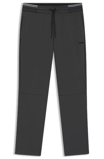 Спортни панталони BOSS BOSS Cotton-Blend Tracksuit Bottoms with Striped Waistband Черно | 50545246