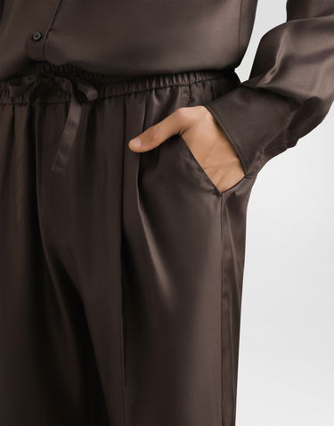 Панталони Dolce & Gabbana Dolce & Gabbana Silk Twill Jogging Trousers Кафяво | GP12QTFU10SM1213, 3