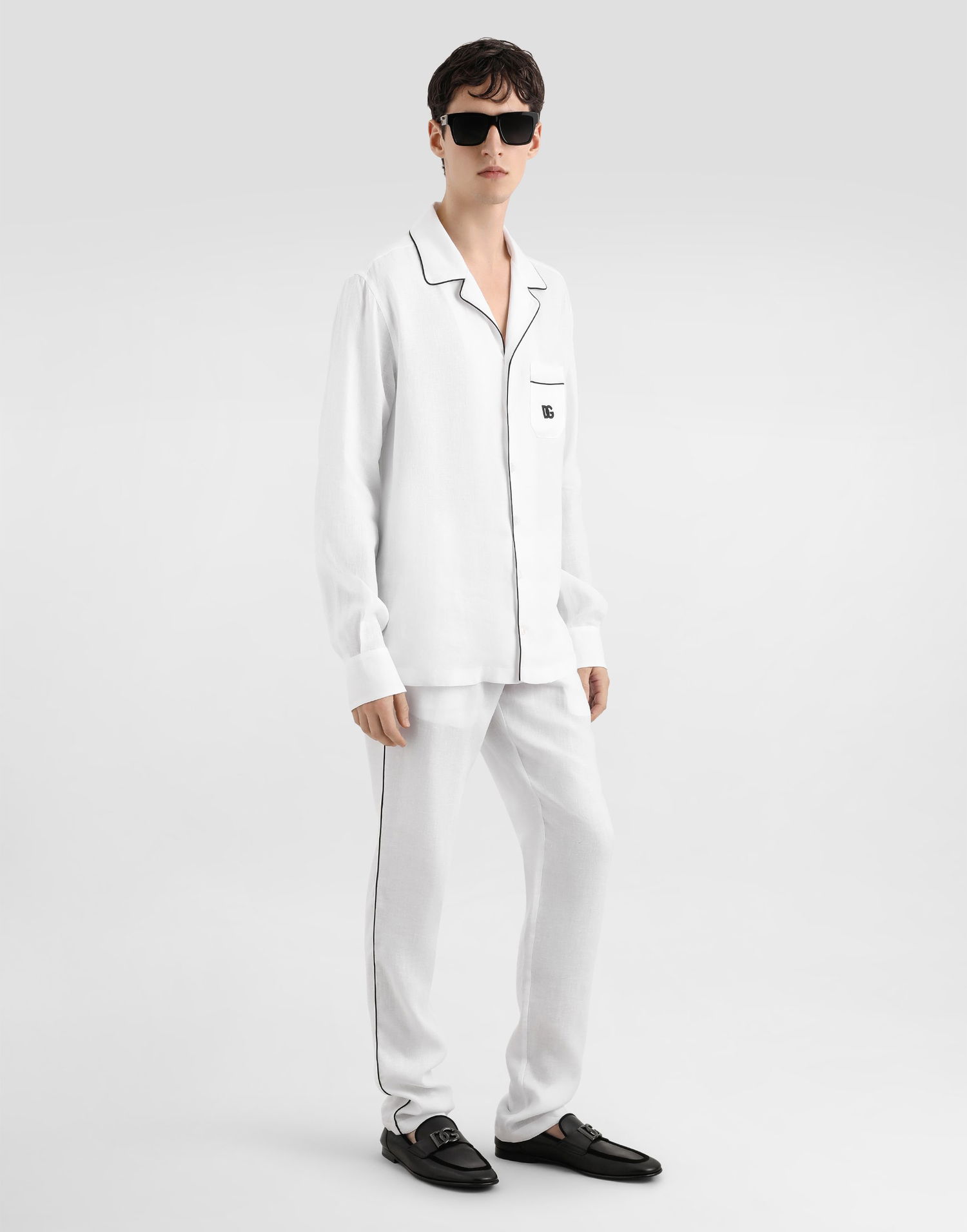 Панталони Dolce & Gabbana Dolce & Gabbana Linen Drawstring Trousers with Side Stripes Бяло | GVCRAZGJ765W0800, 1