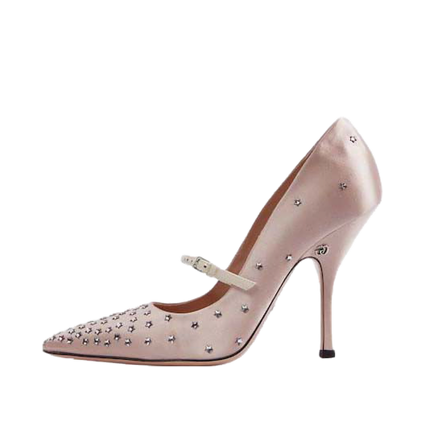 Кецове и обувки Gucci Embellished Satin Pumps Розово | 723430 FJSY0 9641