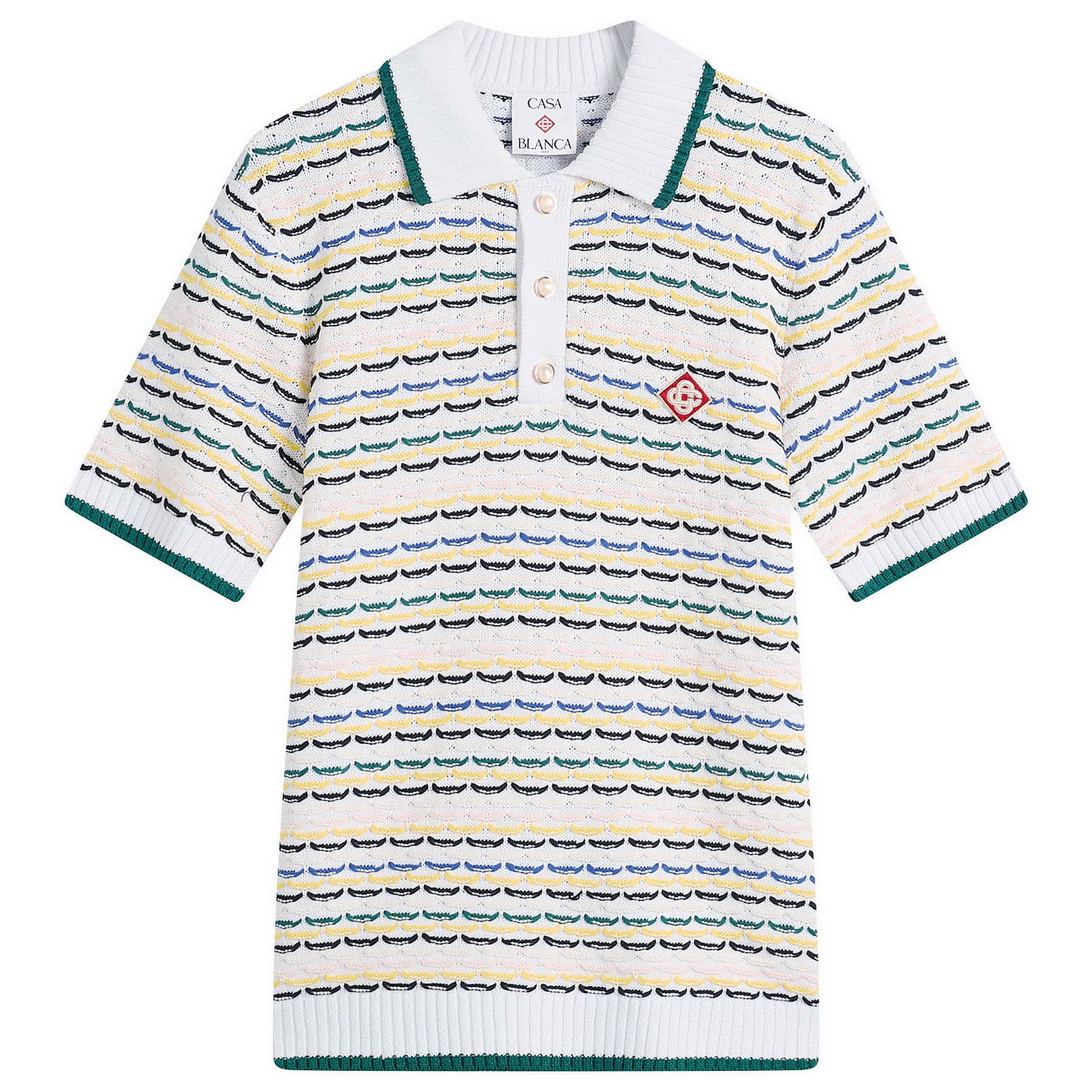 Поло тениска Casablanca Wavy Pattern Tuck Stitch Polo Shirt Многоцветен | M-SP26-KW-1260-01, 0