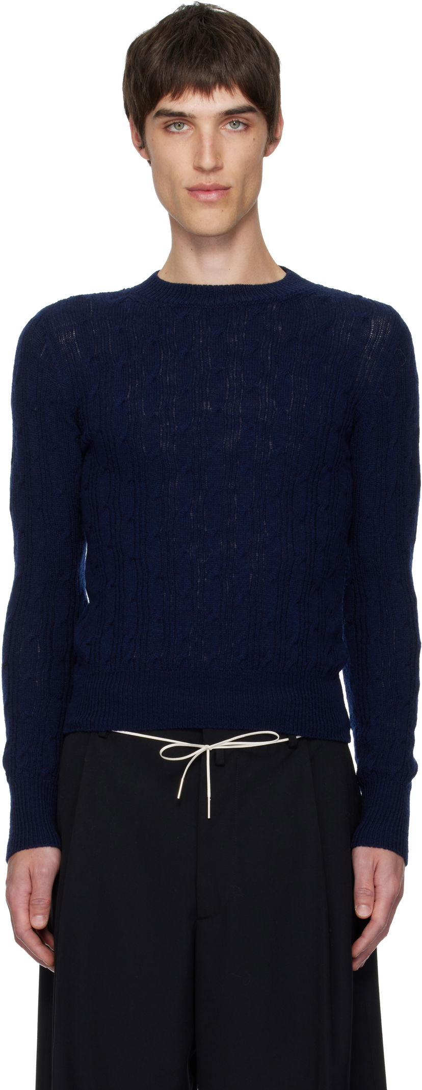 Пуловер Dries Van Noten Dries Van Noten Cable-Knit Sweater Тъмно синьо | 252-021211-2707