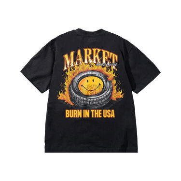 Тениска MARKET T-Shirt Smiley Burnt Rubber Черно | SS0220-BLACK, 2