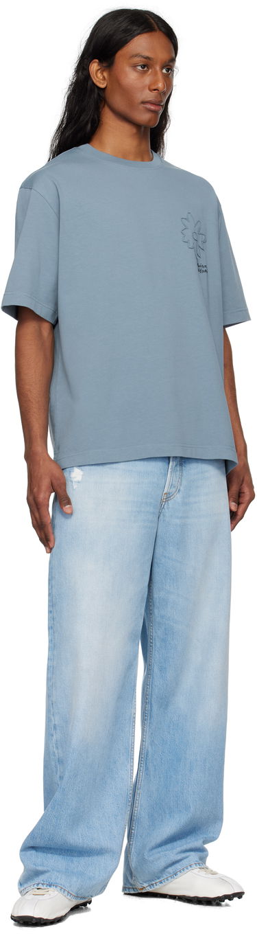 Тениска MAISON KITSUNÉ Maison Kitsuné Crafted Daisy Oversize T-Shirt Синьо | OM00124KJ7020, 3