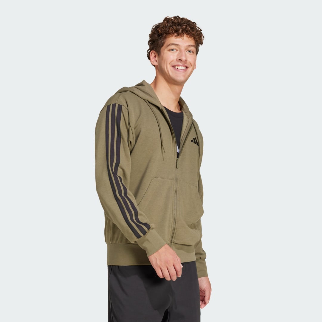 Суитчър adidas Performance Full-Zip Hoodie with Three Stripes Зелено | JD1875, 1